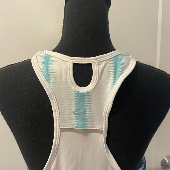 Womens Champion razor back shirt tee white and blue stripes size EXTRA LARGE - Picture 9 of 15